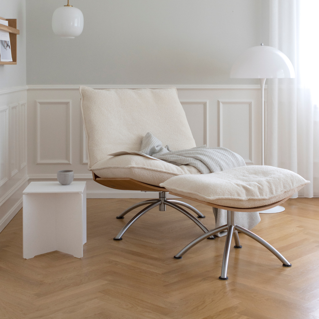 PRIMETIME - Lenestol med krakk, Svart stål