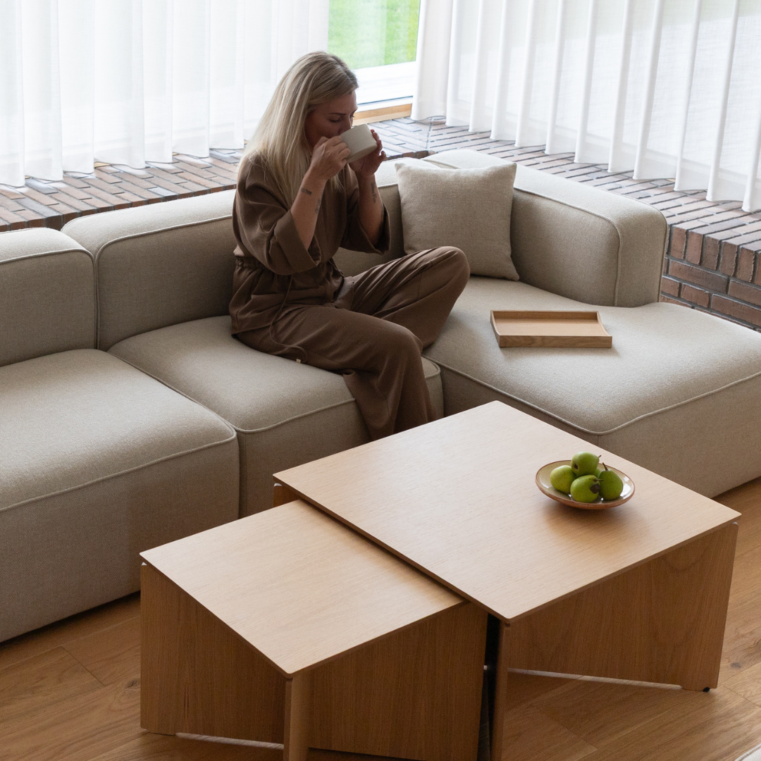 BASECAMP three seater - 3 moduler, 90x250cm, Dunes Leather Camel nr. 21004