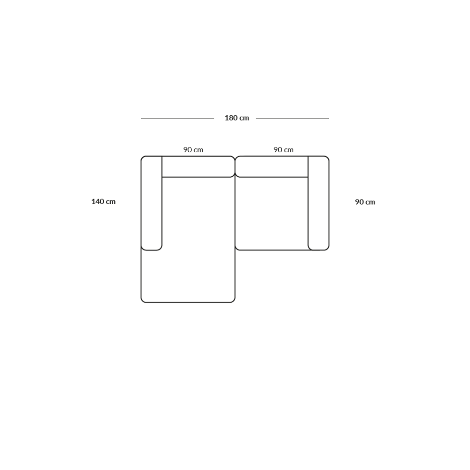 BASECAMP Small - venstre chaiselounge, 2 moduler, 140x180cm