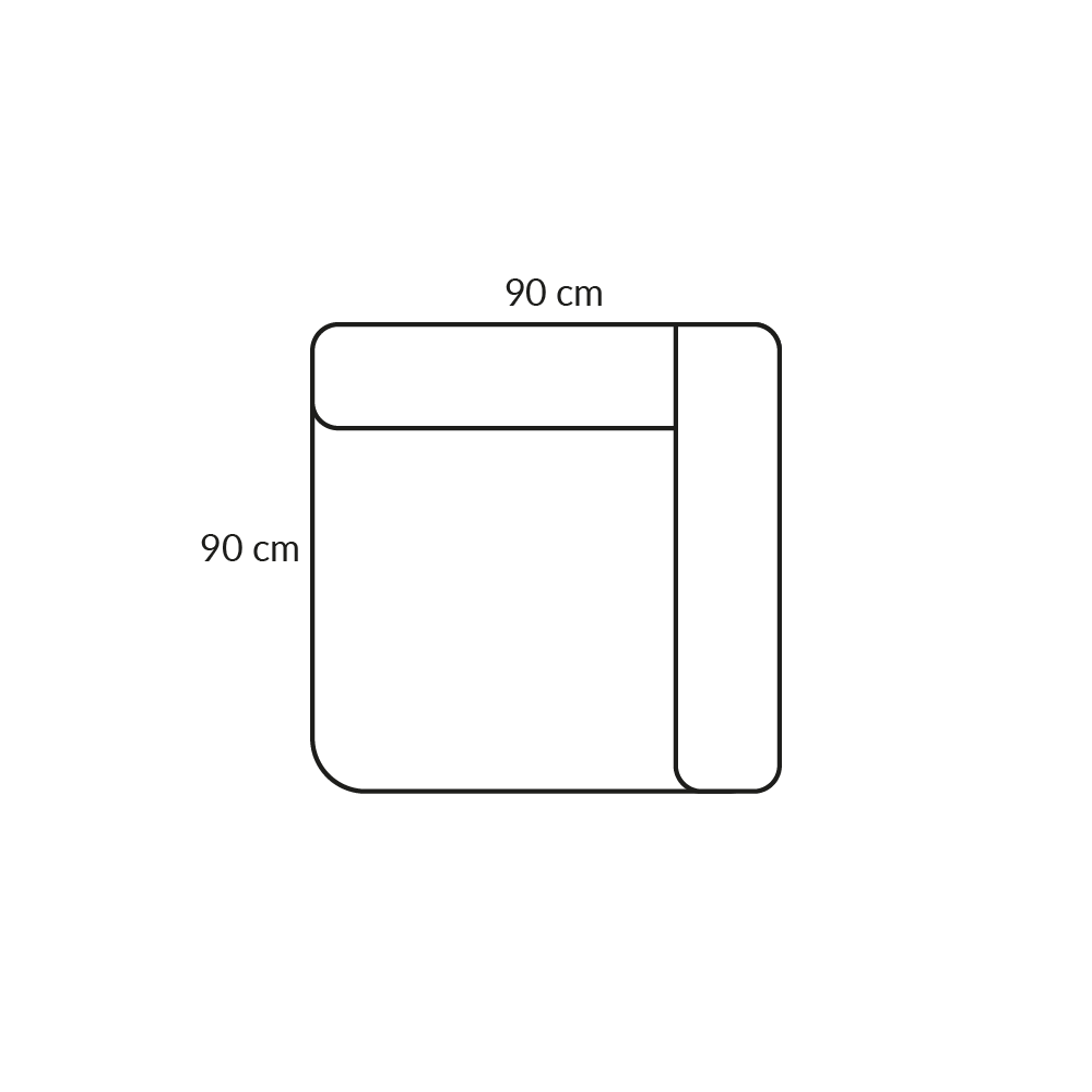 BASECAMP Corner - høyre, 1D modul, 90x90cm