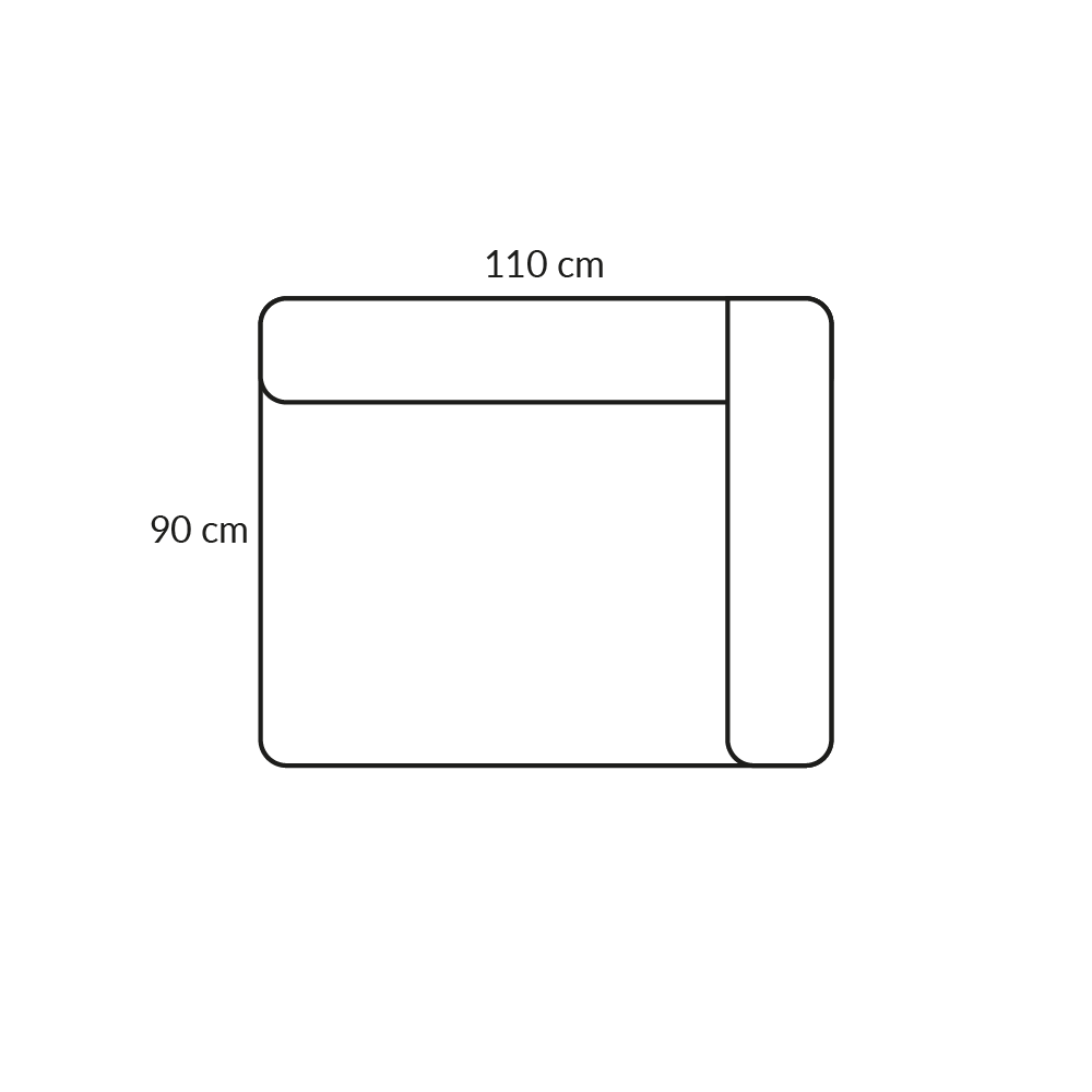 BASECAMP XL Corner - høyre, 2D modul, 110x90cm