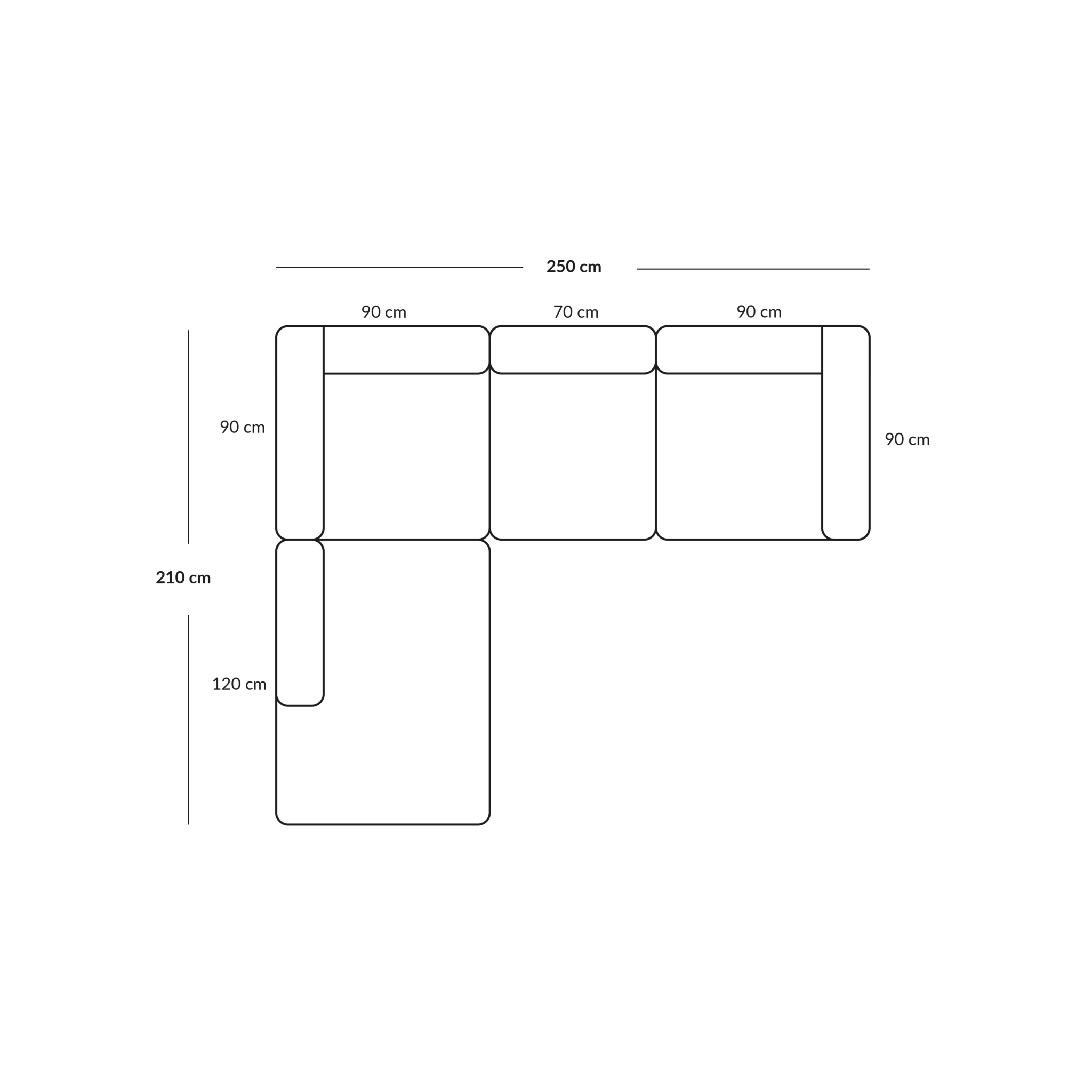 BASECAMP Small family - venstre open end, 4 moduler, 210x250cm