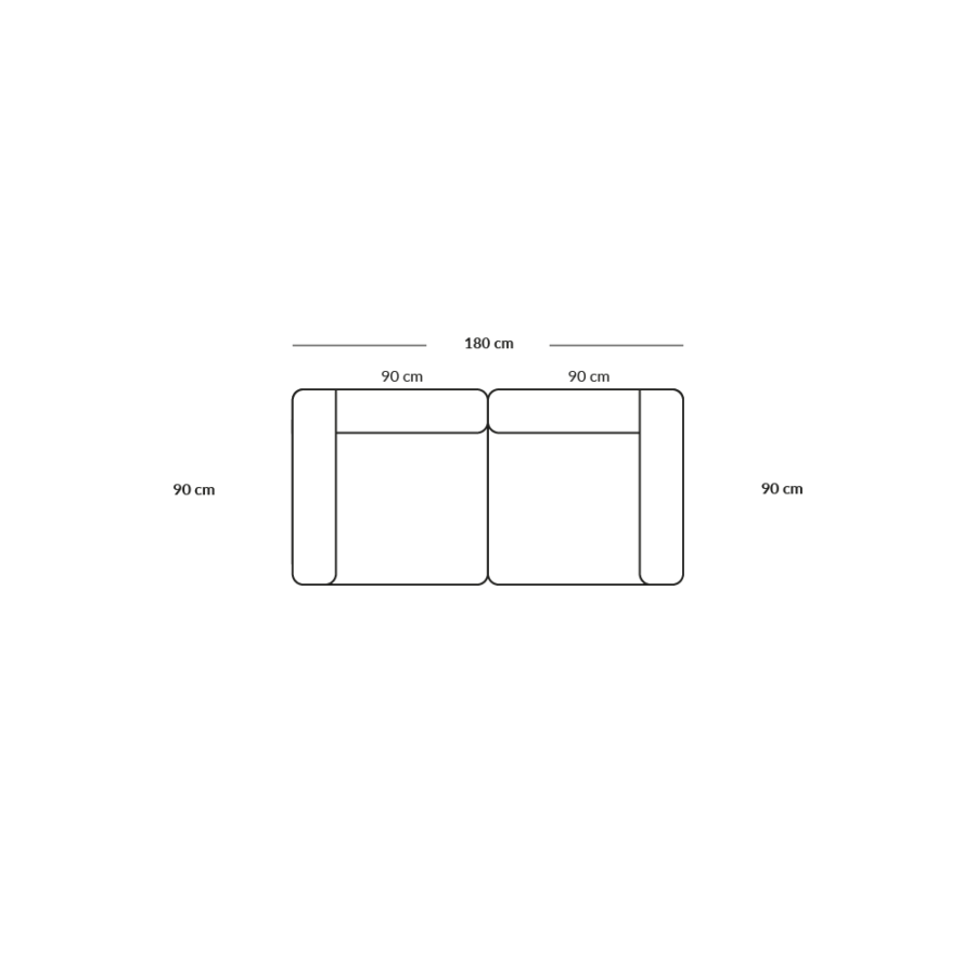 BASECAMP two seater - 2 moduler, 90x180cm