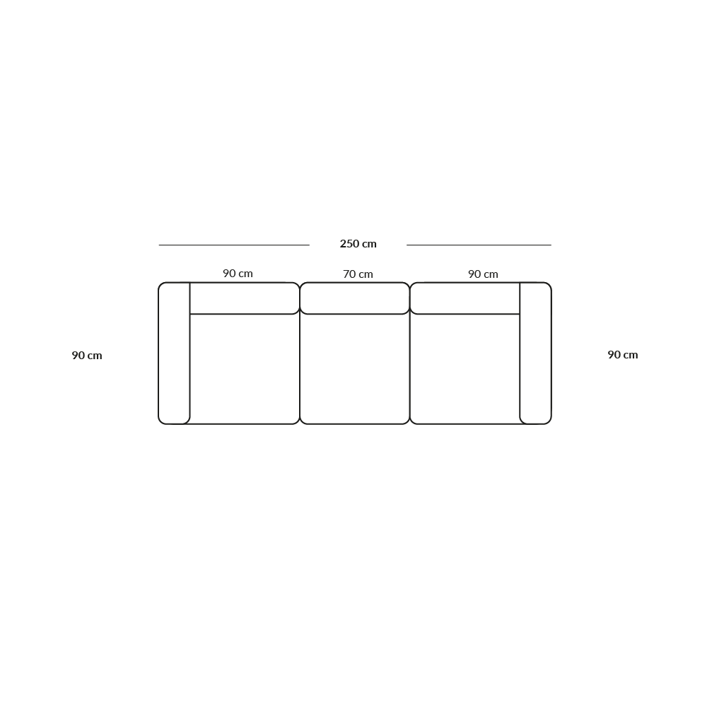 BASECAMP three seater - 3 moduler, 90x250cm