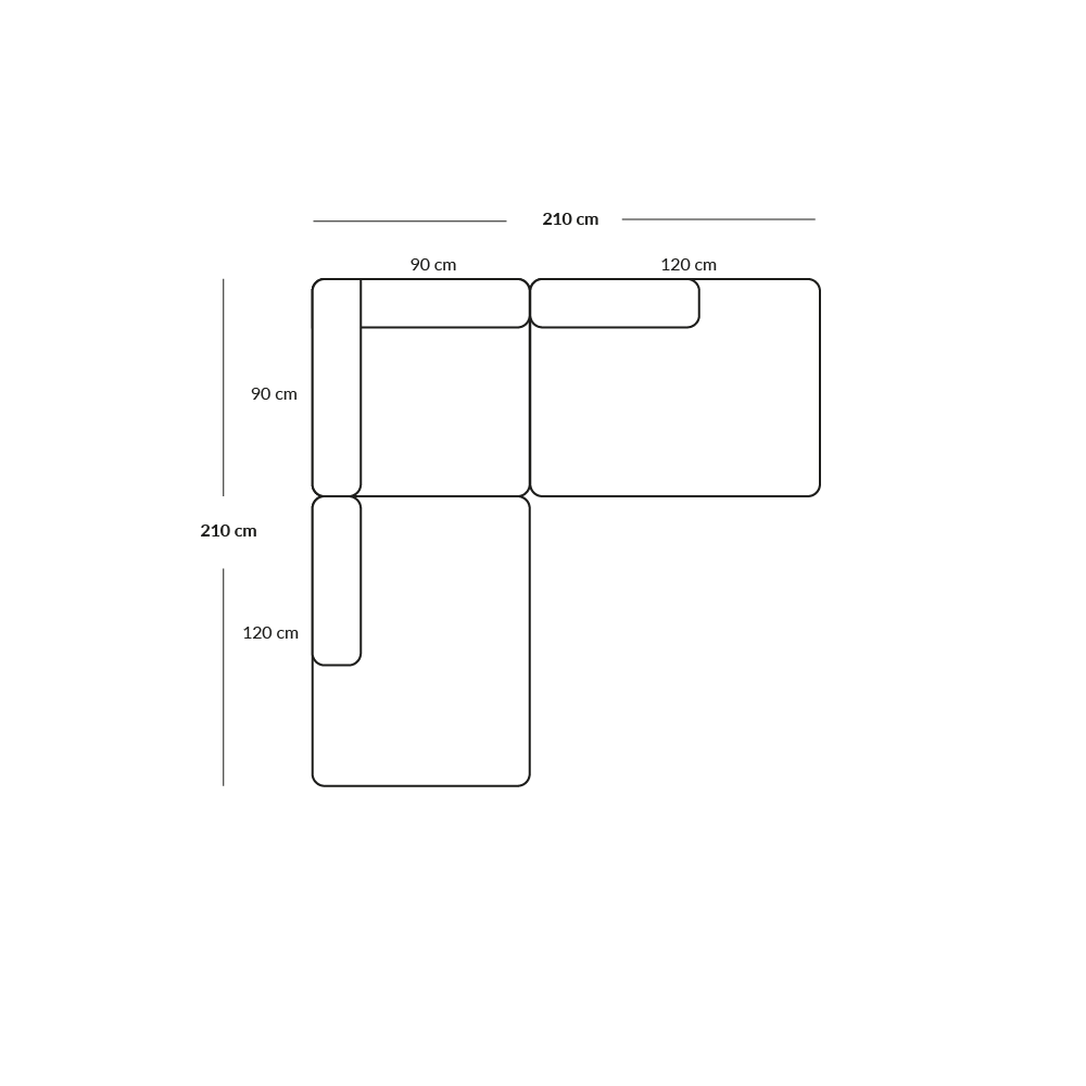BASECAMP Corner open end - 3 moduler, 210x210cm