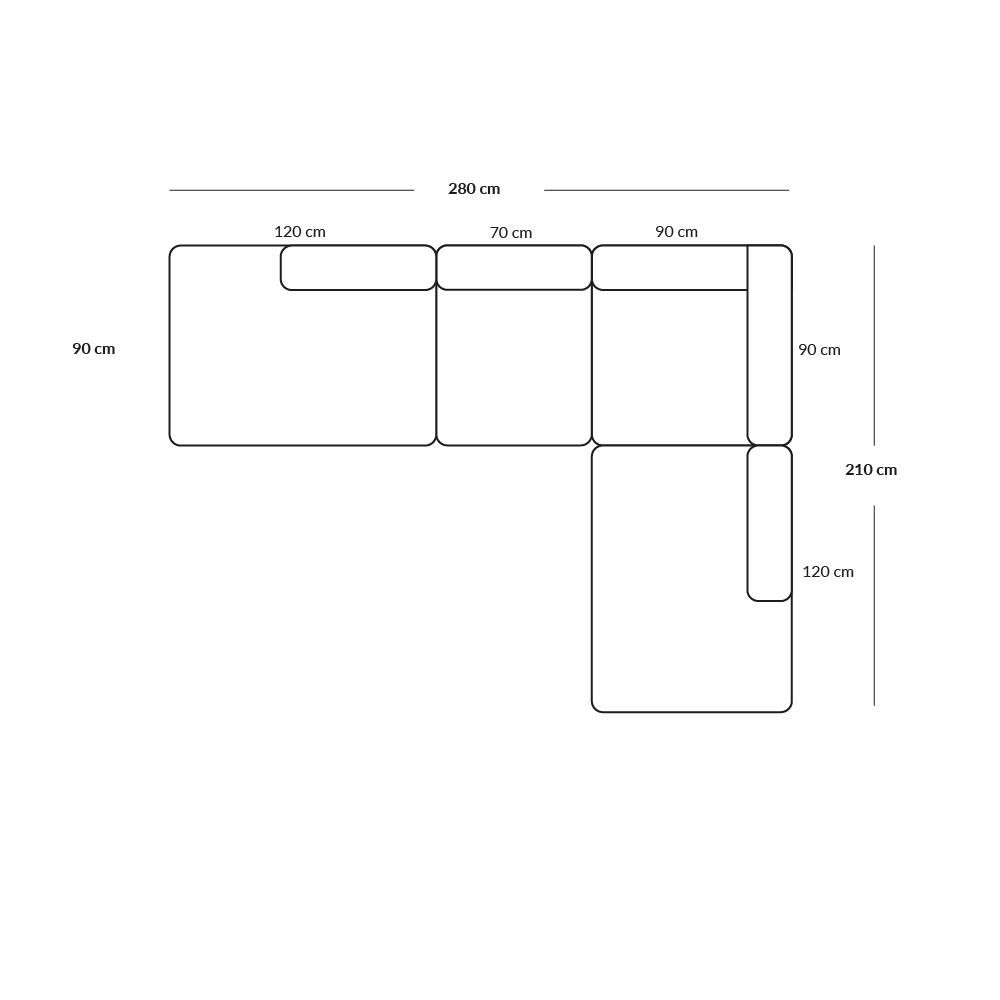 BASECAMP Open end open - høyre open end, 4 moduler, 210x280cm