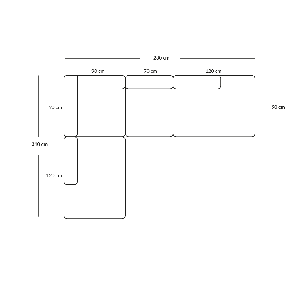 BASECAMP Open end open - venstre open end, 4 moduler, 210x280cm