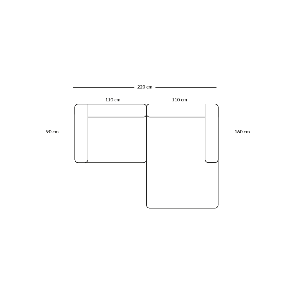 BASECAMP XL Small - høyre chaiselounge, 2 moduler, 160x220 cm