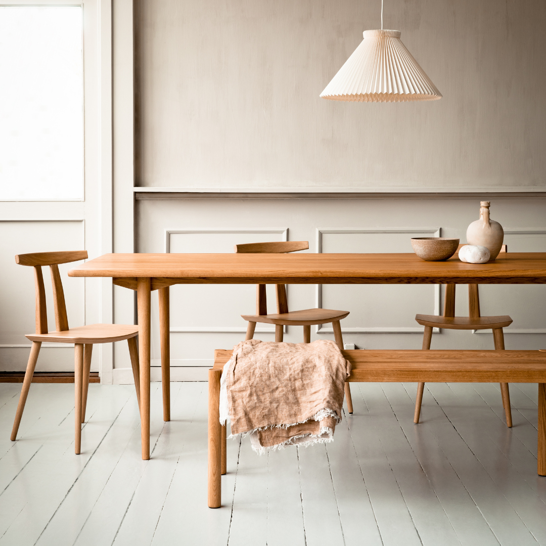 HOLMEN - Rektangulært spisebord, Eik, hvit olje, liten