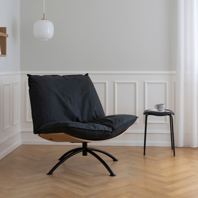 PRIMETIME - Lenestol med krakk, Svart stål