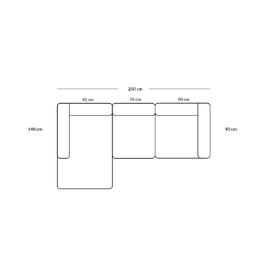 BASECAMP Chaiselounge - venstre chaiselounge, 3 moduler, 140x250cm