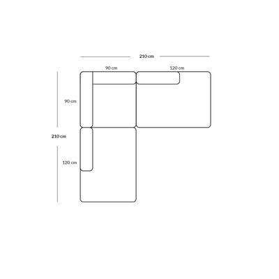 BASECAMP Corner open end - 3 moduler, 210x210cm