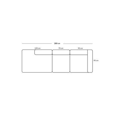 BASECAMP Three seater open - høyre corner, 3 moduler, 90x280cm