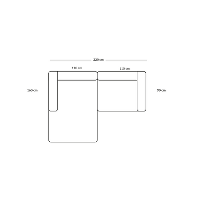 BASECAMP XL Small - venstre chaiselounge, 2 moduler,160x220 cm